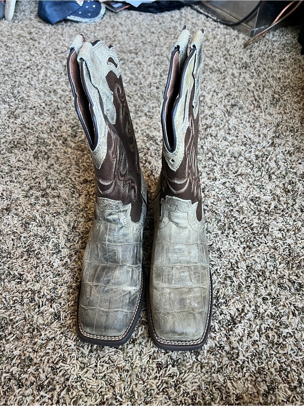 Justin Boots Tan Brown Embroidered Western Pull-On Boots